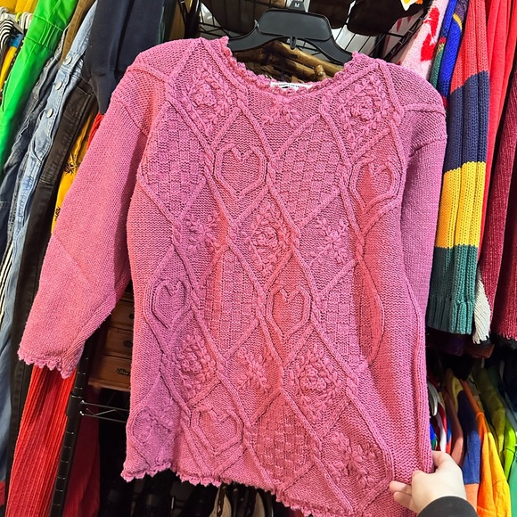 Vintage 80s Chunky Knit Heart Sweater - Picture 4 of 4